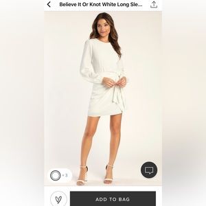 XS White Long Sleeve Knot Tie Dress (Brand new with tags from Lulus)